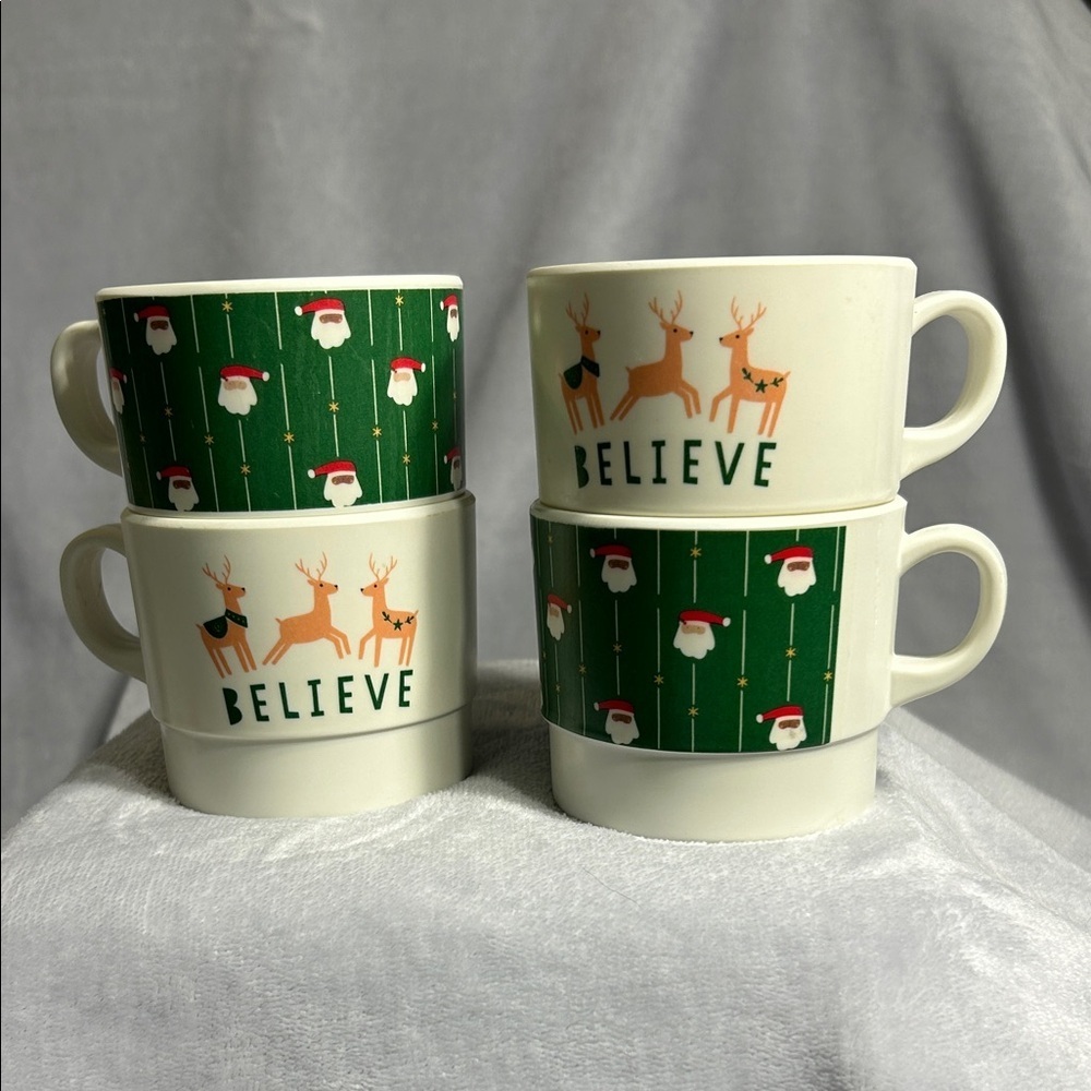 Pop! Festive Green and White Holiday Mugs Set